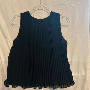 J. Crew Black Pleated Sleeveless Tank Top